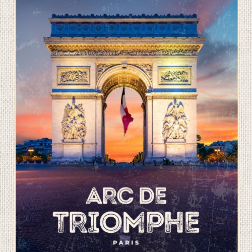 Schild Paris France Frankreich Triumphbogen 12x18 20x30 30x40 Blech od. Holz