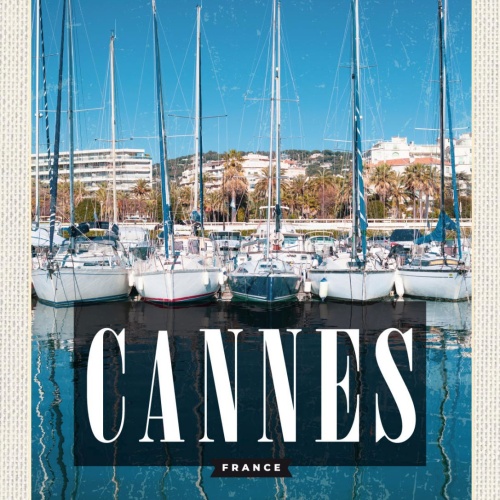 Schild Cannes France Frankreich Hafen Schiffe 12x18 20x30 30x40 Blech od. Holz