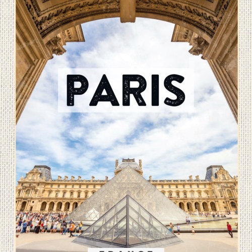 Schild Paris Frankreich Louvre Museum Kunst 12x18 20x30 30x40 Blech od. Holz