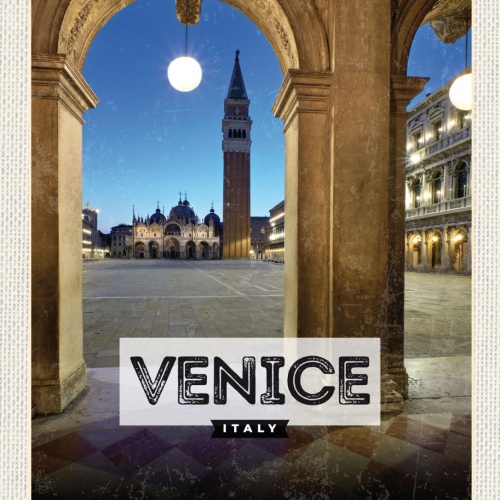 Schild Venice Italy Venedig Stadt Markusturm 12x18 20x30 30x40 Blech/Holz