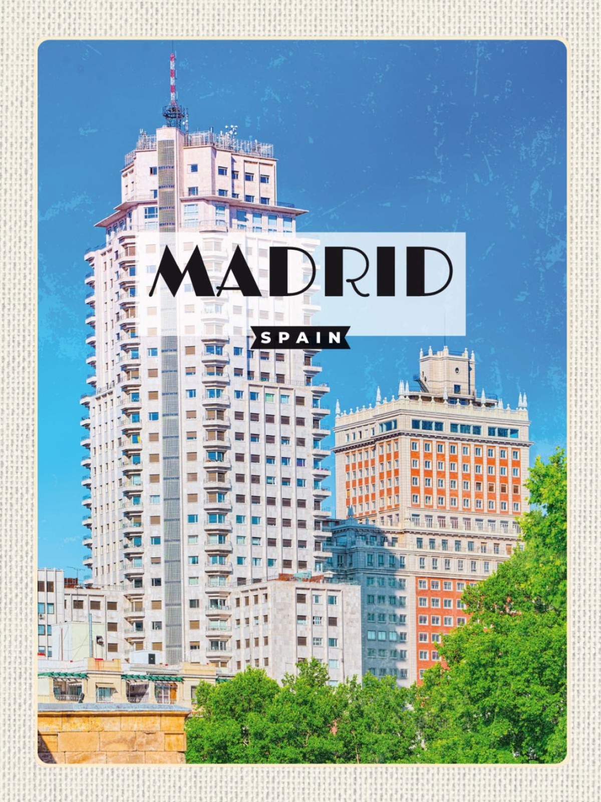 Schild Madrid Spain Spanien Stadt Gebäude Haus 12x18 20x30 30x40 Blech od. Holz