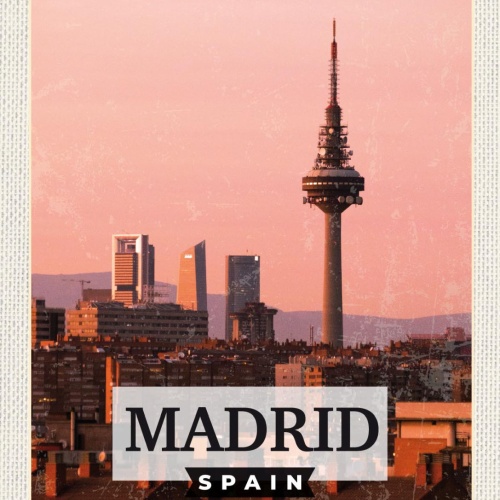 Schild Madrid Spain Spanien Stadt Torrespaña 12x18 20x30 30x40 Blech od. Holz