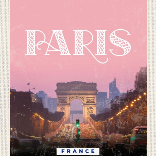 Schild Paris France Triumphbogen Frankreich 12x18 20x30 30x40 Blech od. Holz