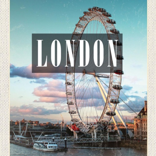 Schild London England UK Großbritannien Eye 12x18 20x30 30x40 Blech od. Holz