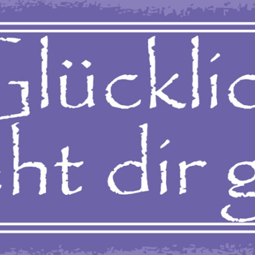 Schild Glücklich Steht Dir Gut Froh Happy Leben Glück 27x10 Blech od.Holz