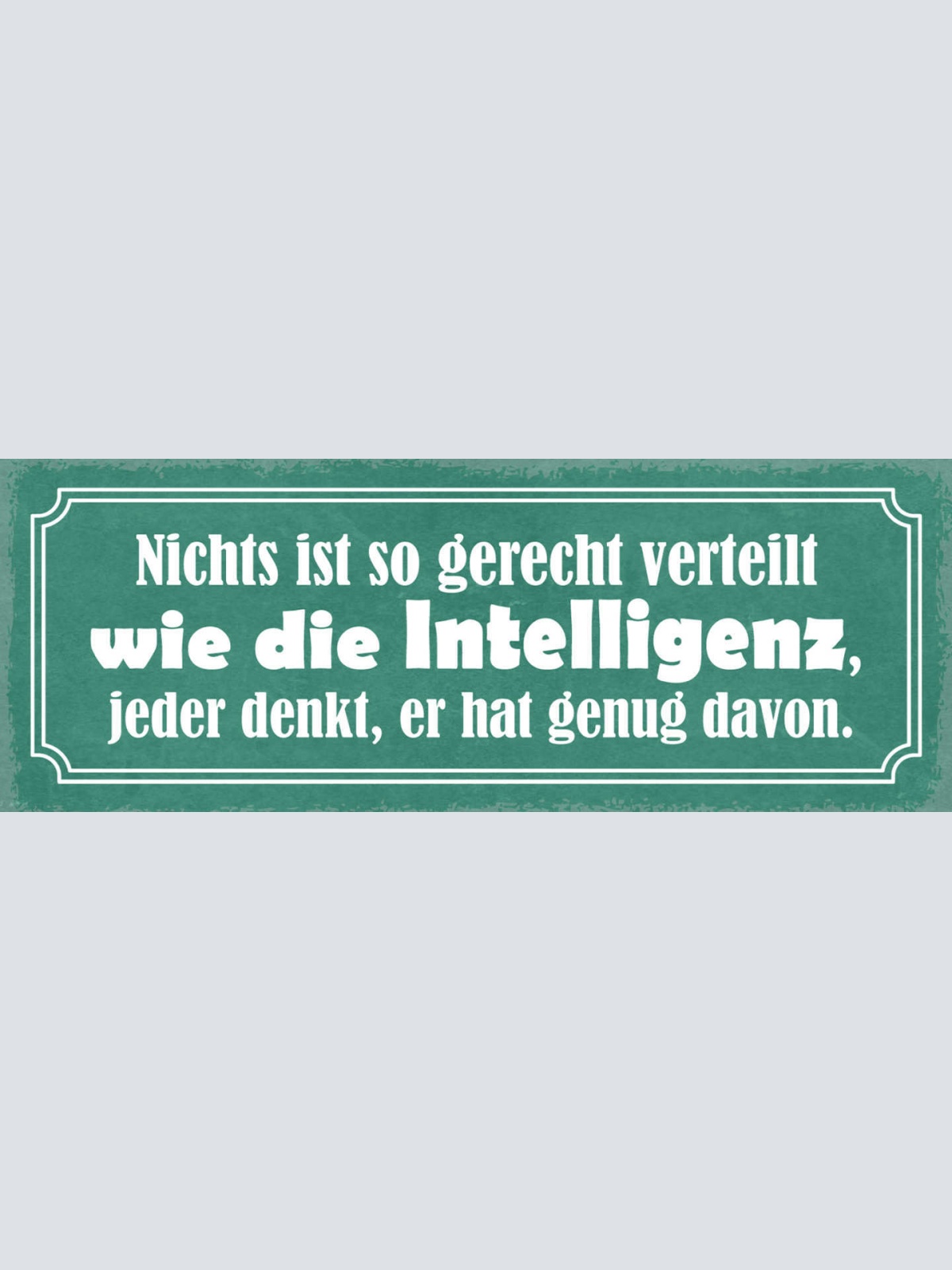 Schild Nichts Ist So Gerecht Verteilt Wie Die Intelligenz Jeder Denkt Hat Genug