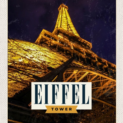 Schild Eiffel Tower Turm Paris Frankreich 12x18 20x30 30x40 Blech od. Holz