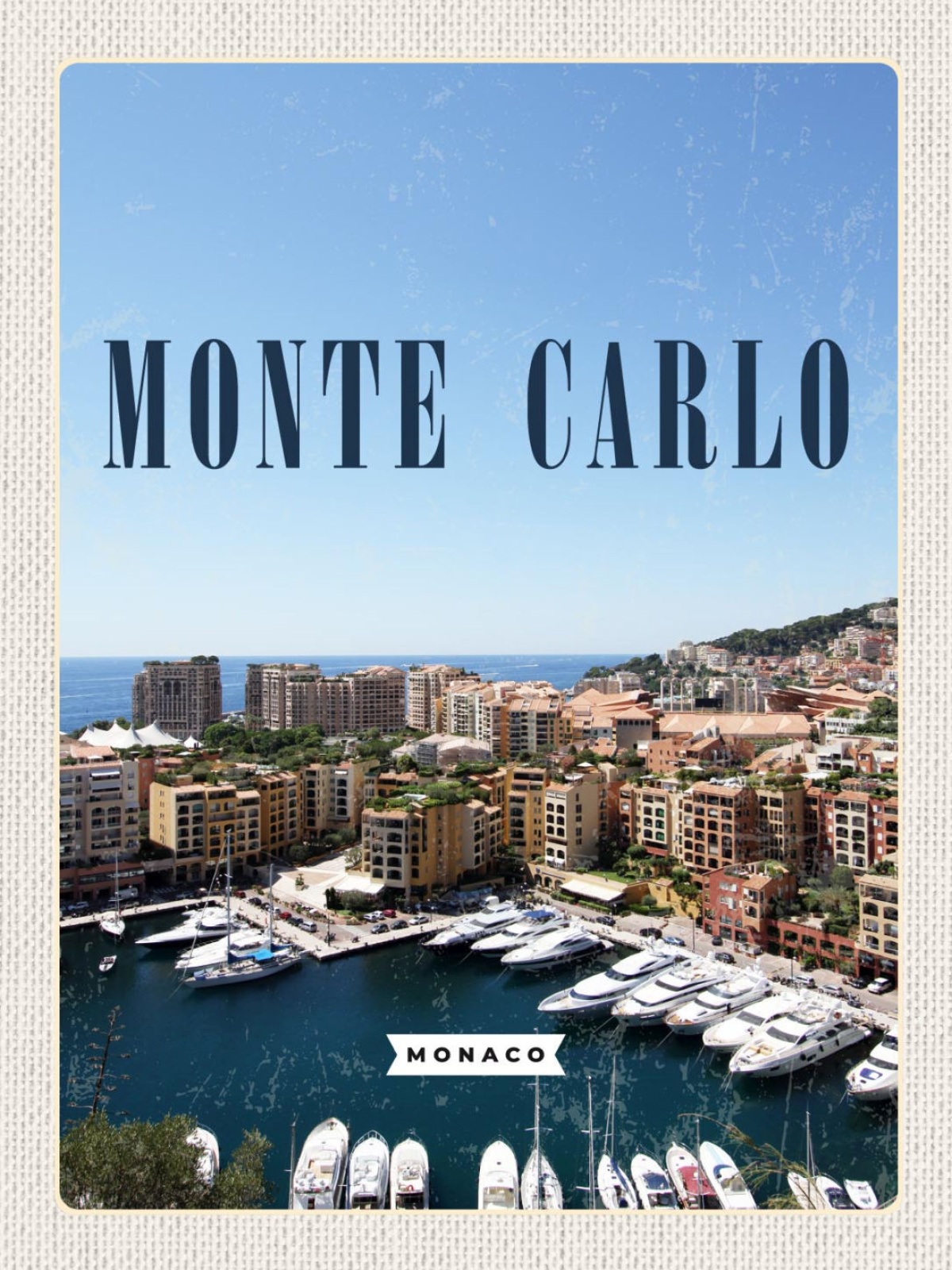 Schild Monte Carlo Monaco Stadt Hafen Schiff 12x18 20x30 30x40 Blech od. Holz