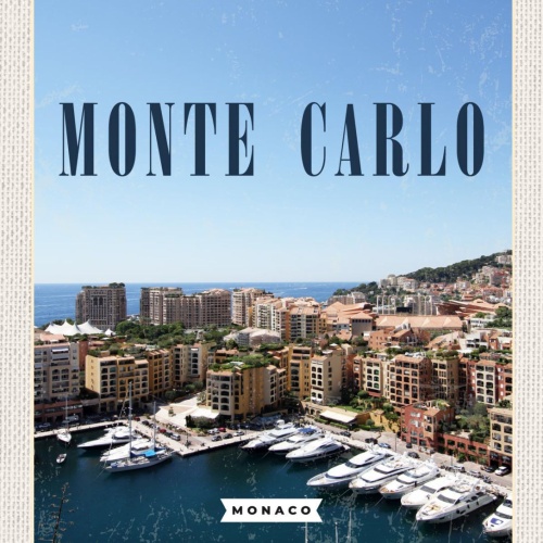 Schild Monte Carlo Monaco Stadt Hafen Schiff 12x18 20x30 30x40 Blech od. Holz