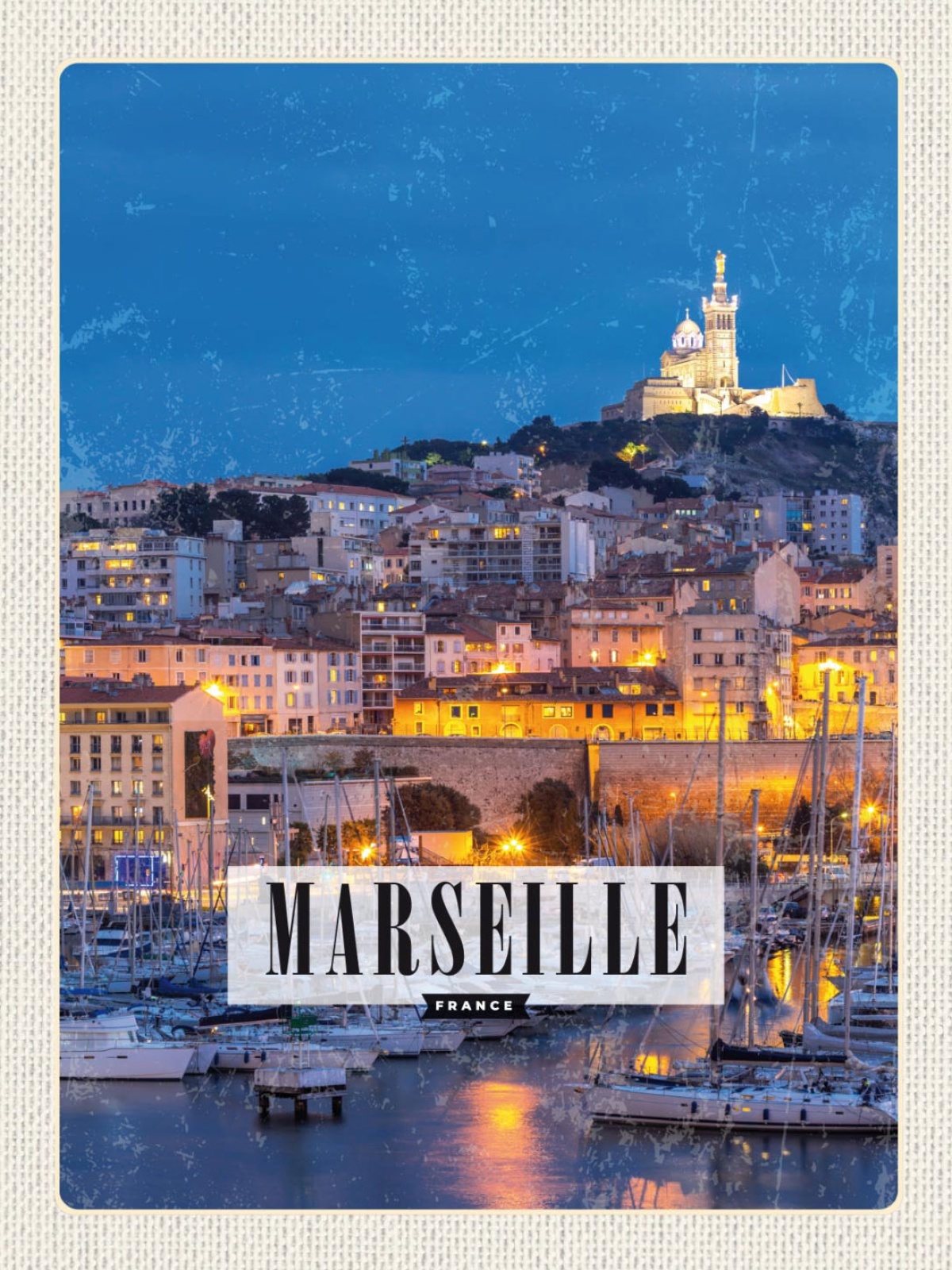 Schild Marseille France Frankreich Stadt Blick 12x18 20x30 30x40 Blech od. Holz