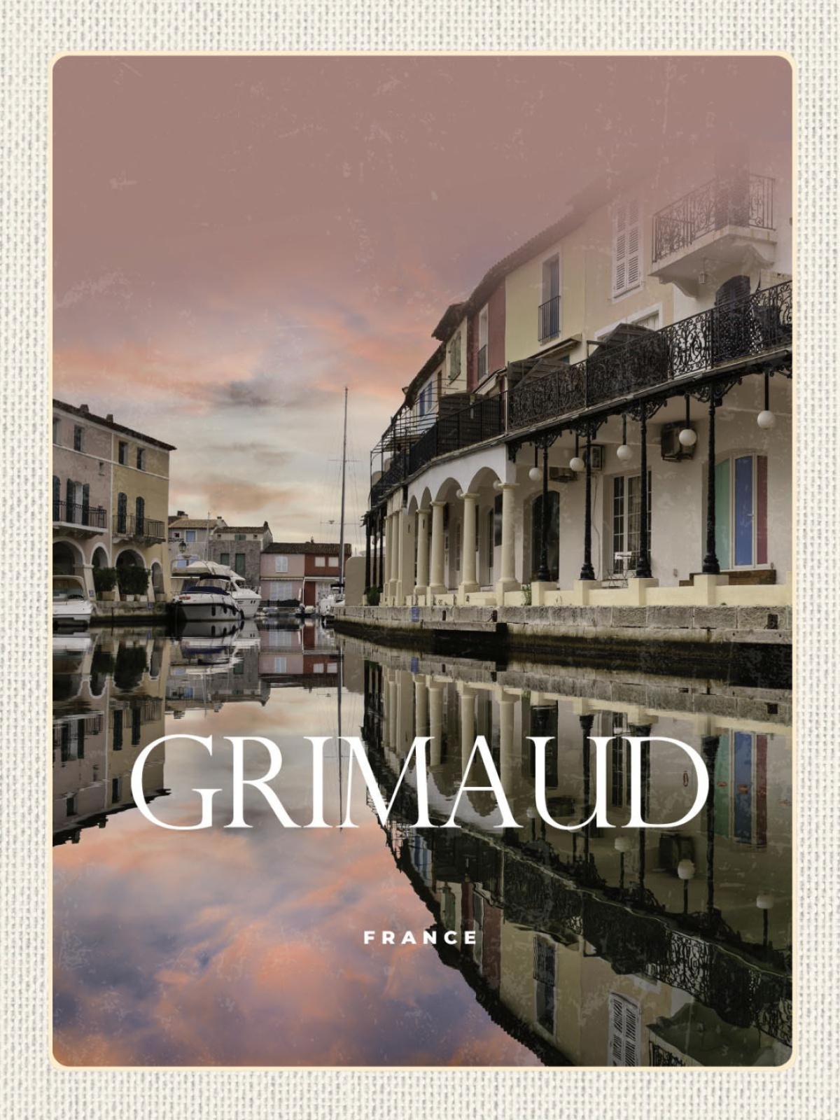 Schild Grimaud France Frankreich Hafen Schiff 12x18 20x30 30x40 Blech od. Holz