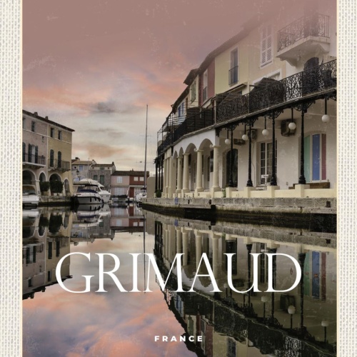 Schild Grimaud France Frankreich Hafen Schiff 12x18 20x30 30x40 Blech od. Holz