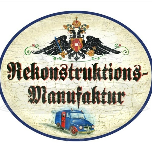 KuK Nostalgie Holzschild - Rekonstruktions-Manufaktur - Lieferwagen LKW TH