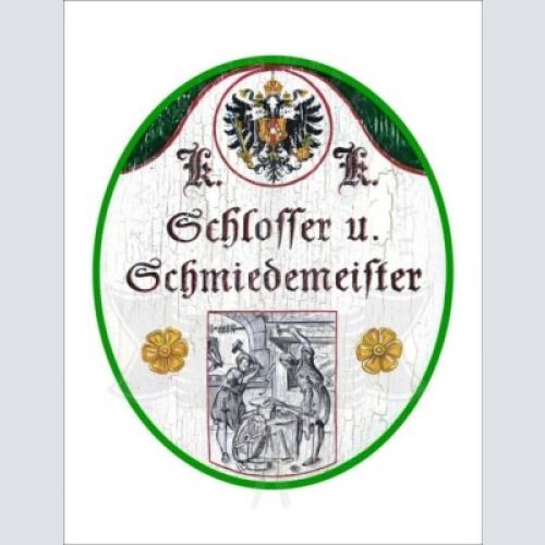 Kuk nostalgie holzschild - schlosser u. schmiedemeister - amboss hammer th