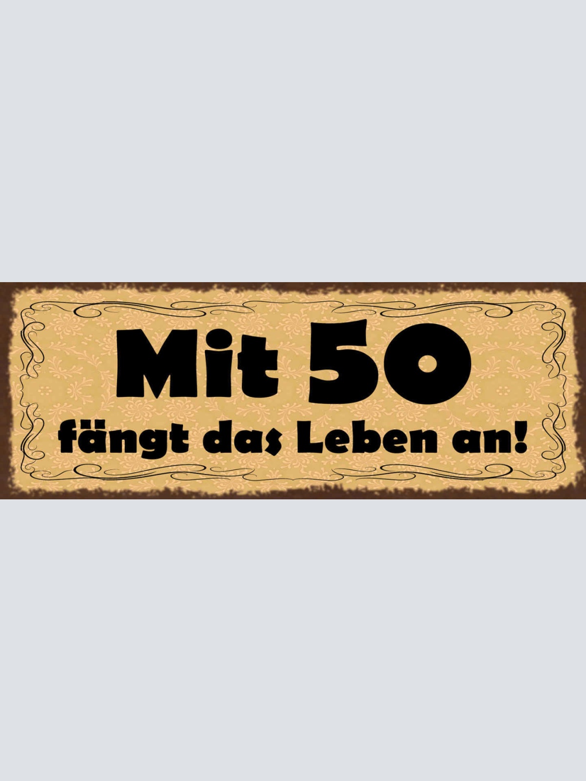 Schild Mit 50 Fängt Das Leben An Jahre Alter Beginn 27x10 Blech od.Holz