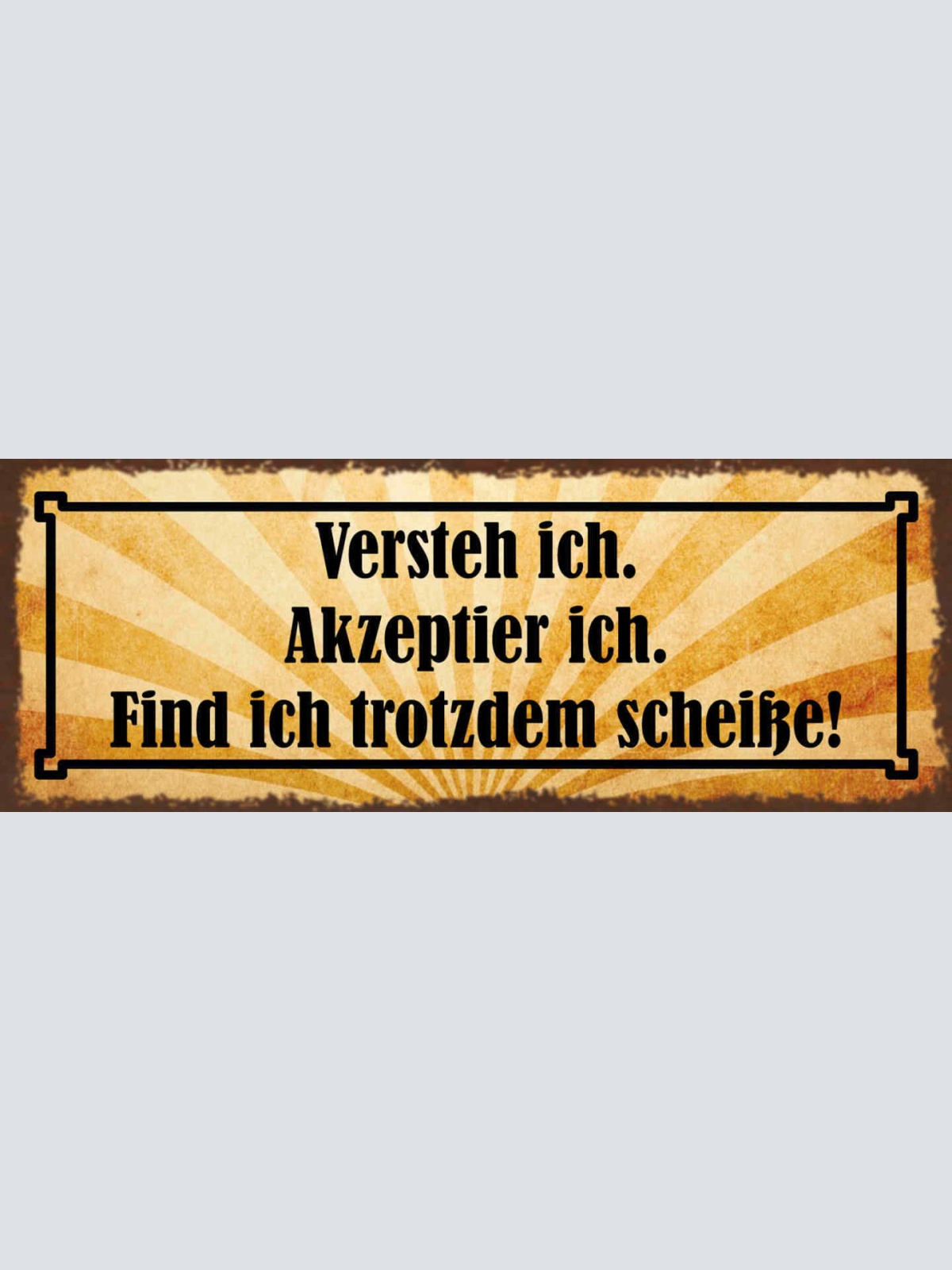 Schild Versteh Ich Akzeptier Ich Find Ich Trotzdem Scheiße 27x10 Blech od.Holz