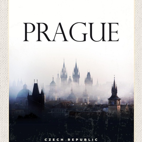 Schild Prague Czech Rep Prag Tschechien Stadt Blick 12x18 20x30 30x40 Blech/Holz