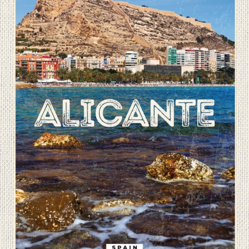 Schild Alicante Spain Spanien Hafen Stadt 12x18 20x30 30x40 Blech od. Holz