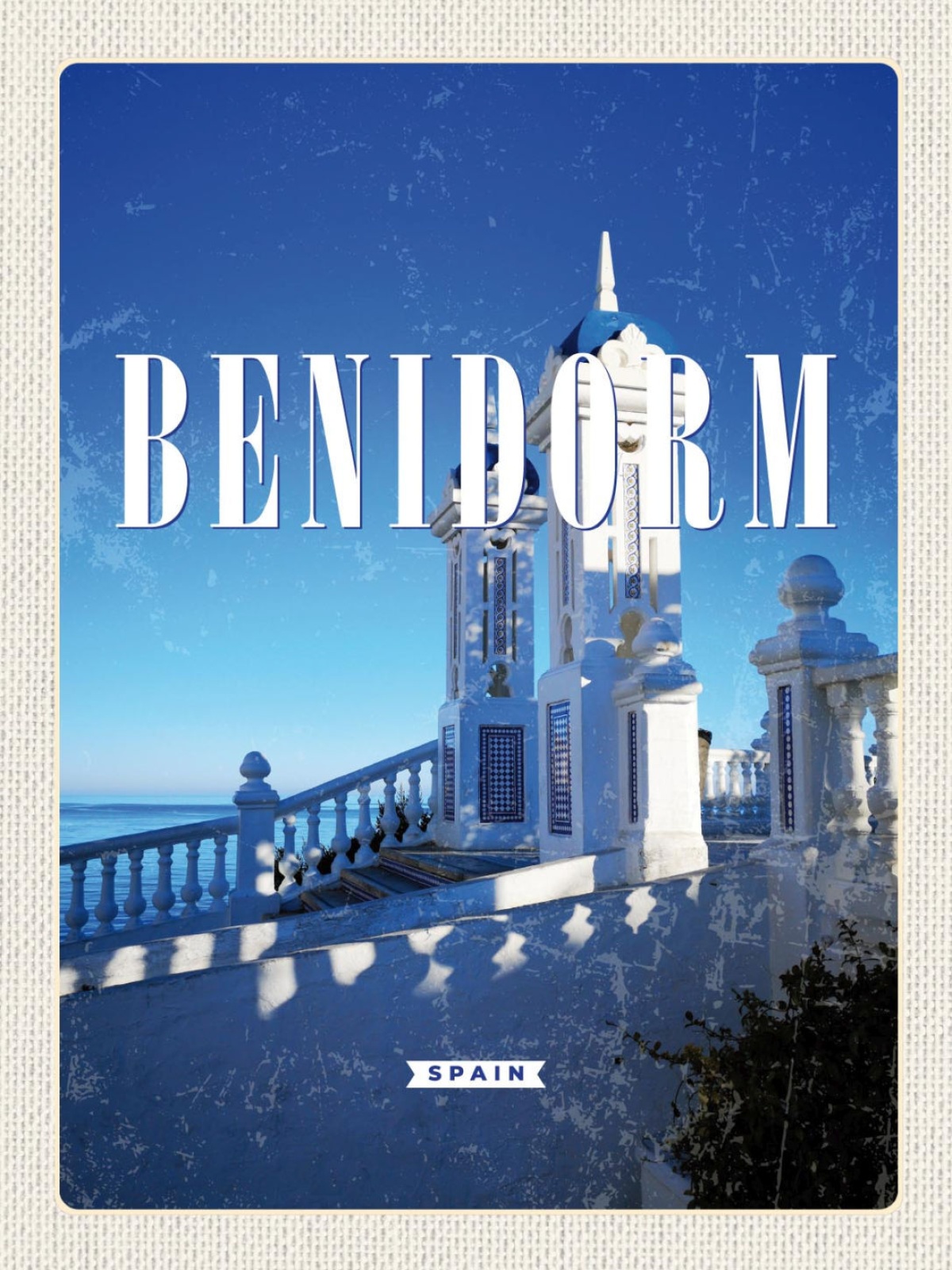 Schild Benidorm Spain Spanien Küste Meer Stadt 12x18 20x30 30x40 Blech od. Holz