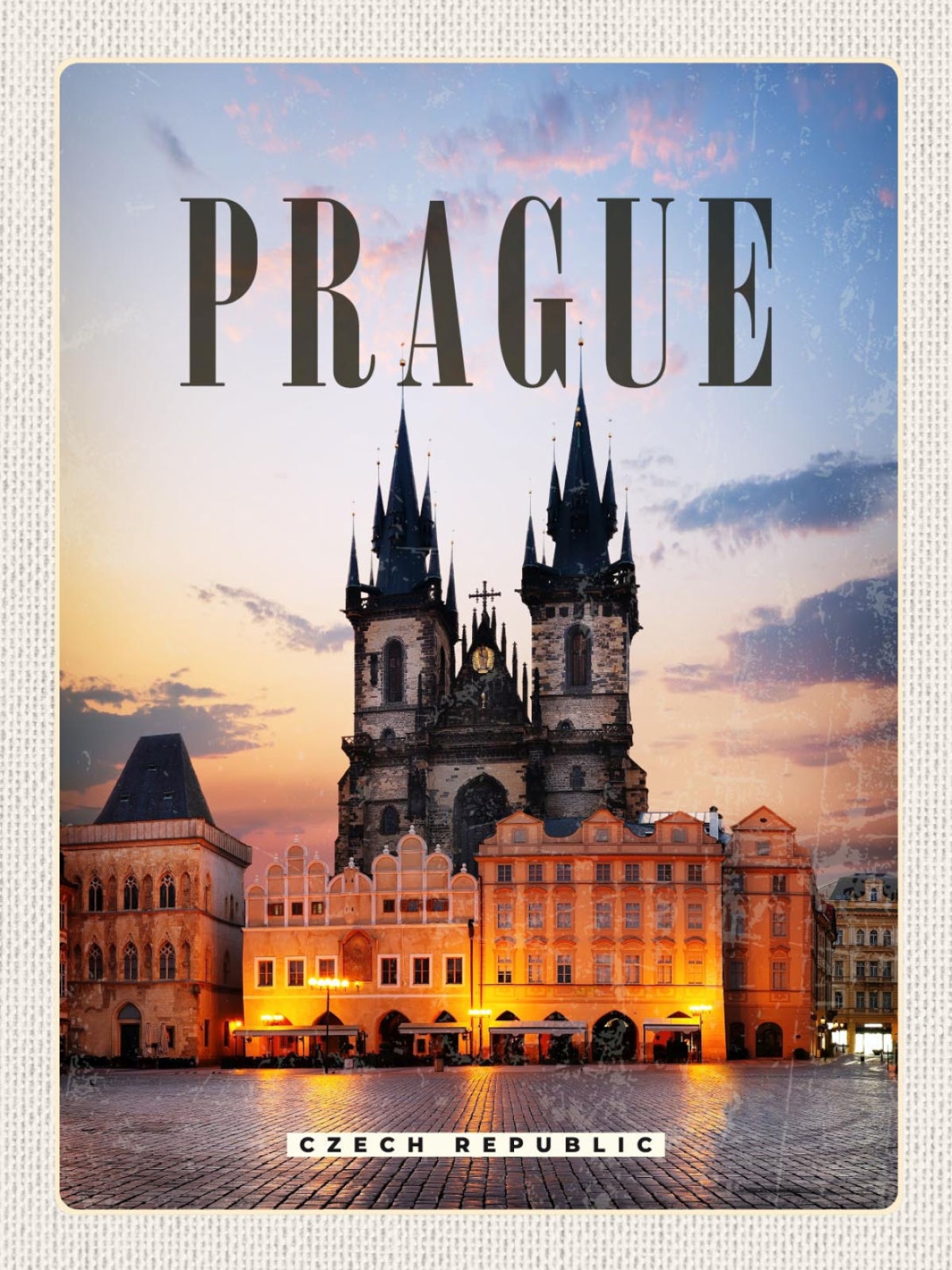 Schild Prague Czech Republic Prag Tschechien Kirche 12x18 20x30 30x40 Blech/Holz