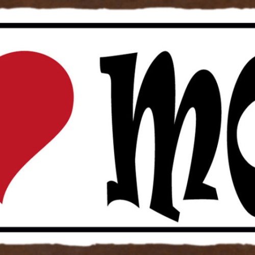 Schild I ❤️ Mom Ich Liebe Mama Mutter Eltern Kind Kinder 27x10 Blech od.Holz