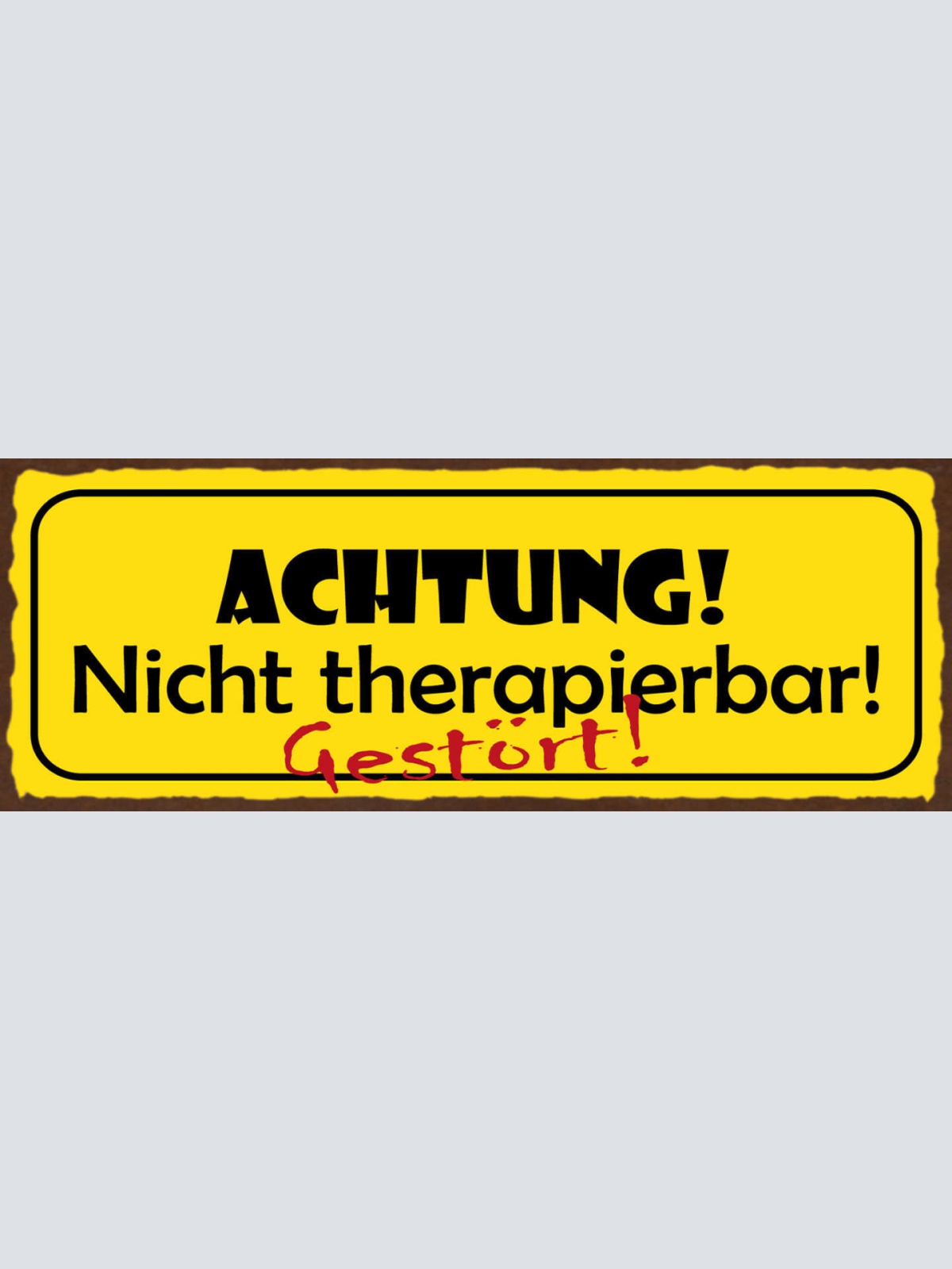 Schild Achtung Nicht Therapierbar Gestört Verrückt Therapie 27x10 Blech od.Holz