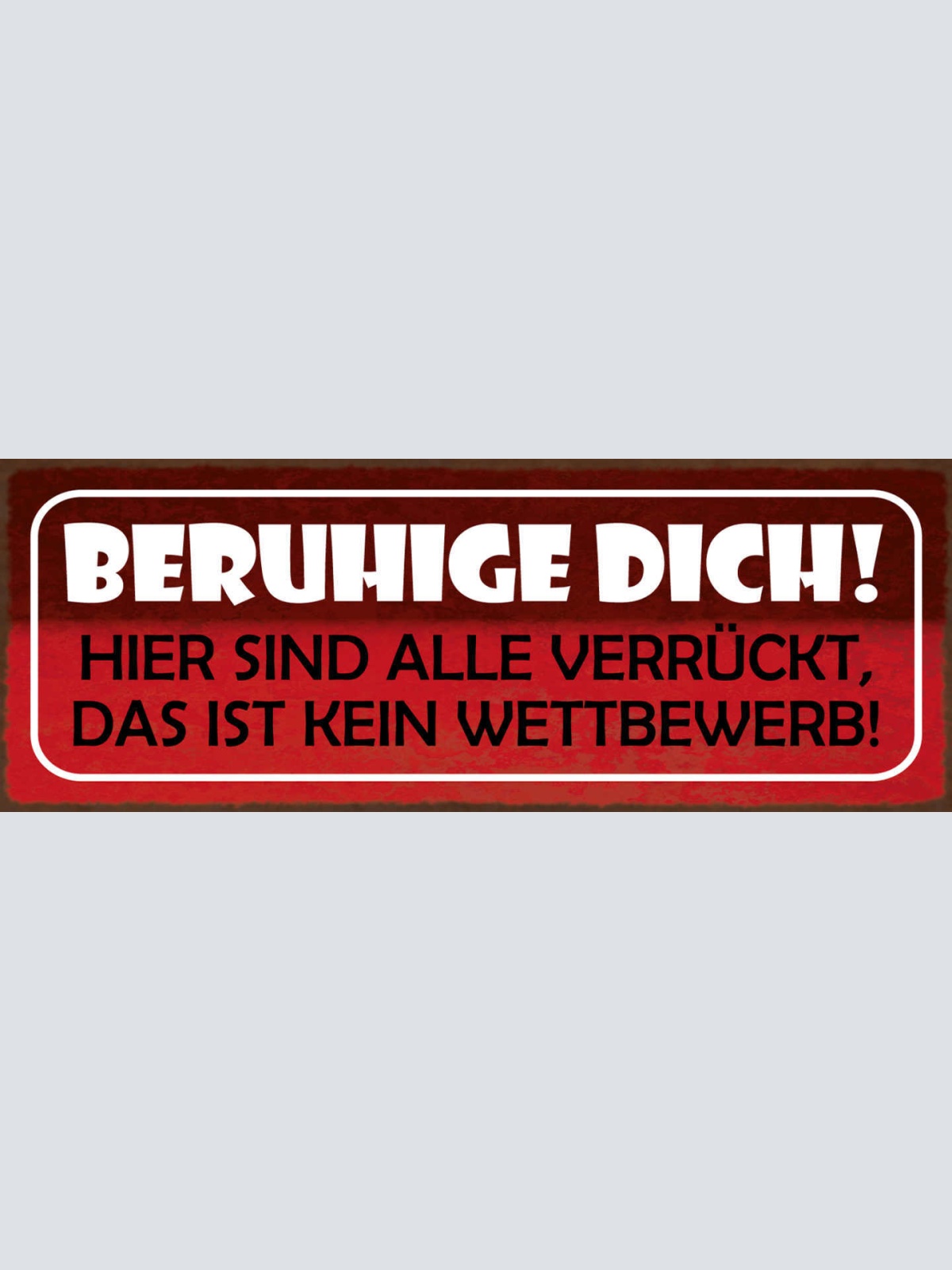 Schild Beruhige Dich Hier Sind Alle Verrückt Kein Wettbewerb 27x10 Blech od.Holz