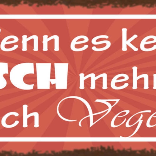 Schild Wenn Es Kein Fleisch Mehr Gibt Esse Ich Vegetarier 27x10 Blech od.Holz