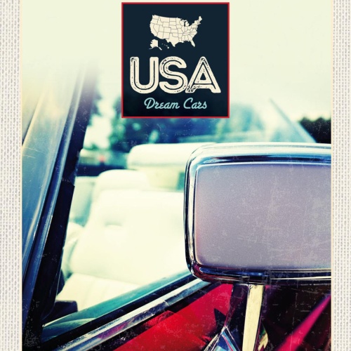 Schild USA Dream Cars Auto Rückspiegel Amerika 12x18 20x30 30x40 Blech/Holz