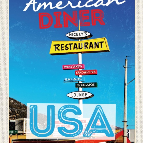 Schild USA American Diner Nicely's Restaurant 12x18 20x30 30x40 Blech/Holz