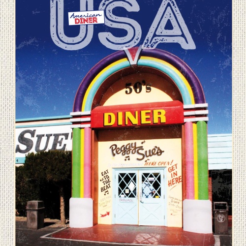 Schild USA American 50s Diner Peggy Sue's Amerika 12x18 20x30 30x40 Blech/Holz