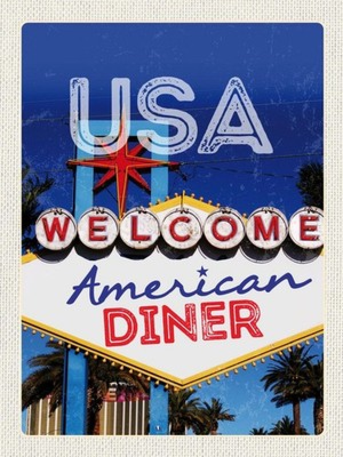 Schild USA American Diner Welcome Amerika 12x18 20x30 30x40 Blech/Holz
