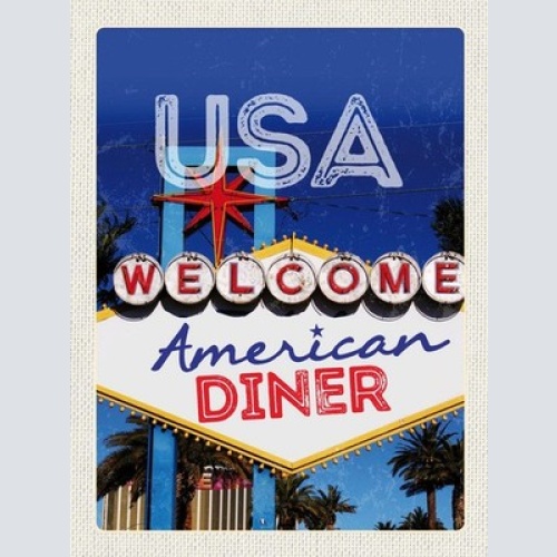 Schild USA American Diner Welcome Amerika 12x18 20x30 30x40 Blech/Holz