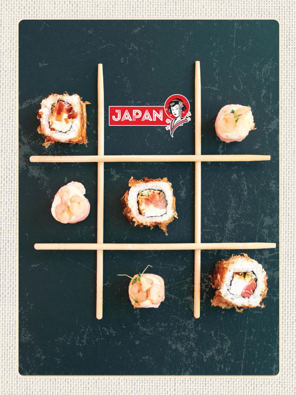Schild Japan Sushi Fisch Stäbchen Essen Spezialität 12x18 20x30 30x40 Blech/Holz