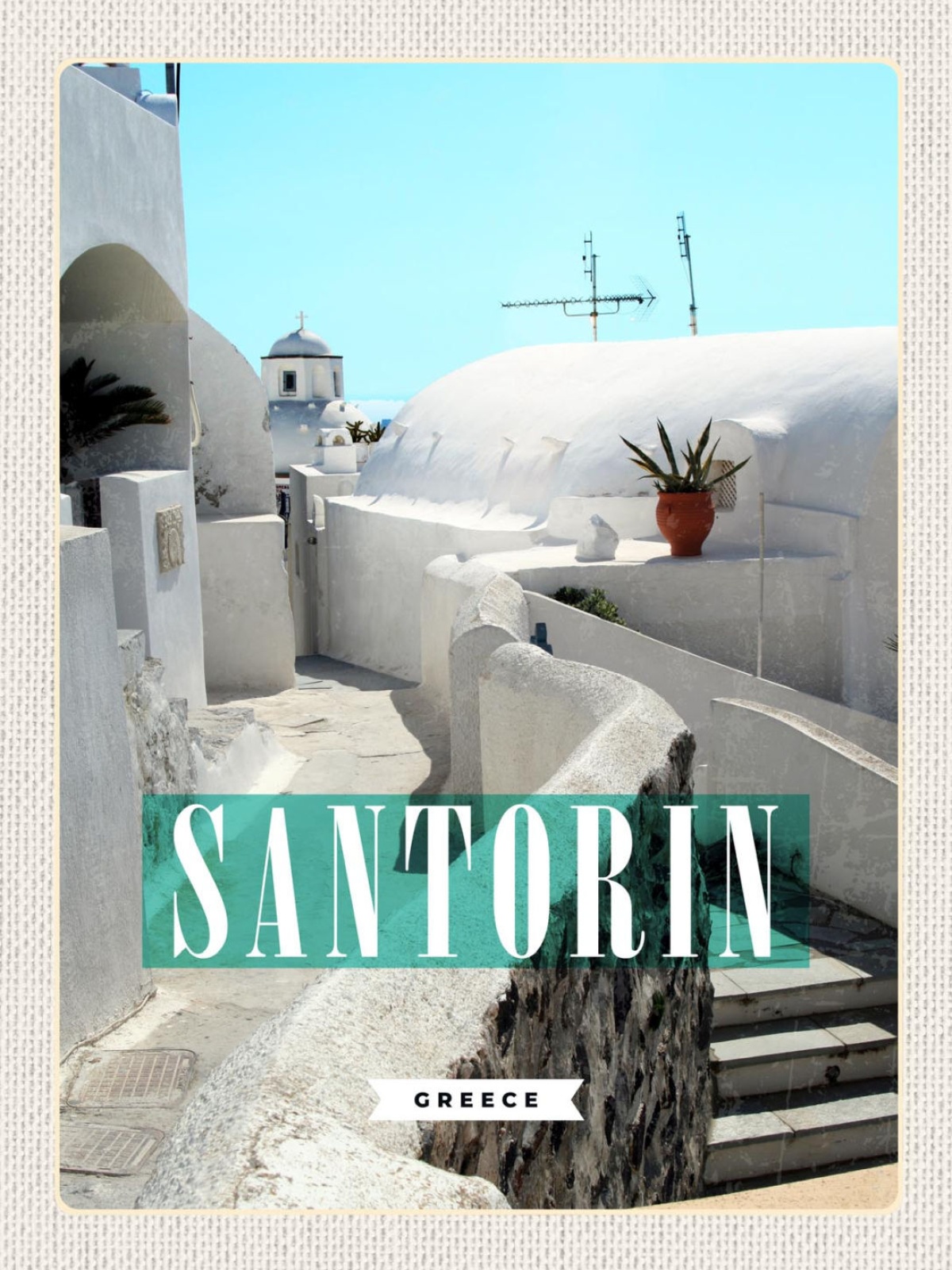 Schild Santorin Greece Griechenland Oia Balkon Haus 12x18 20x30 30x40 Blech/Holz