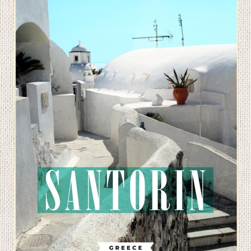 Schild Santorin Greece Griechenland Oia Balkon Haus 12x18 20x30 30x40 Blech/Holz