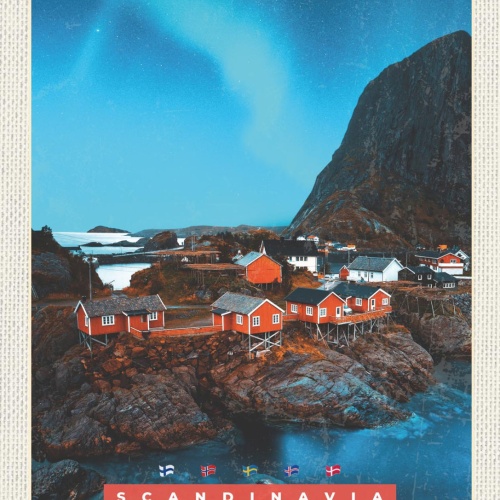 Schild Scandinavia Skandinavien Hamnøy Lofoten NOR 12x18 20x30 30x40 Blech/Holz