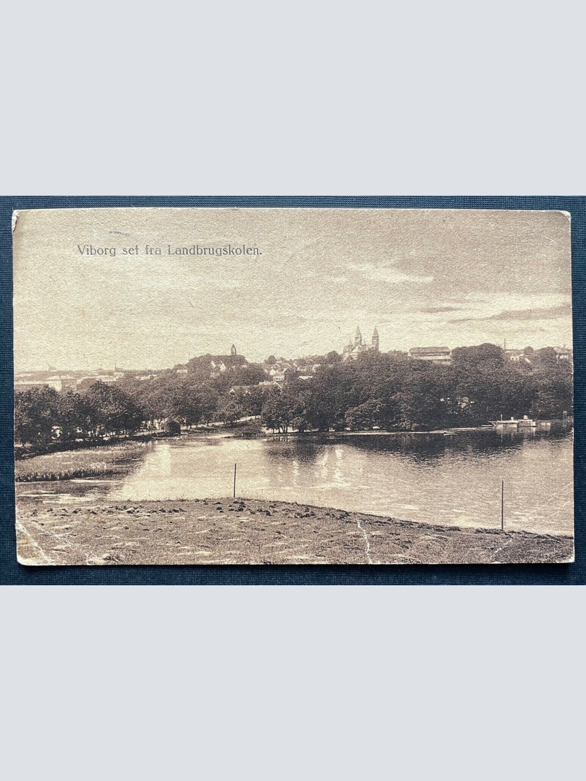 Viborg v.d. Landwirtschaftsschule gesehen Stadt Kirche Fluss Dänemark 410720 C