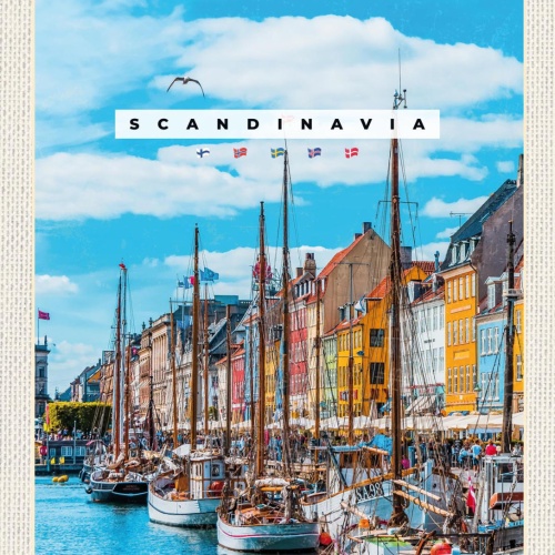 Schild Scandinavia SKA Nyhavn Kopenhagen DK Schiffe 12x18 20x30 30x40 Blech/Holz