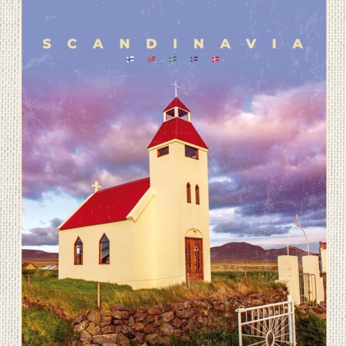 Schild Scandinavia Skandinavien Möðrudalskirkja ISL 12x18 20x30 30x40 Blech/Holz