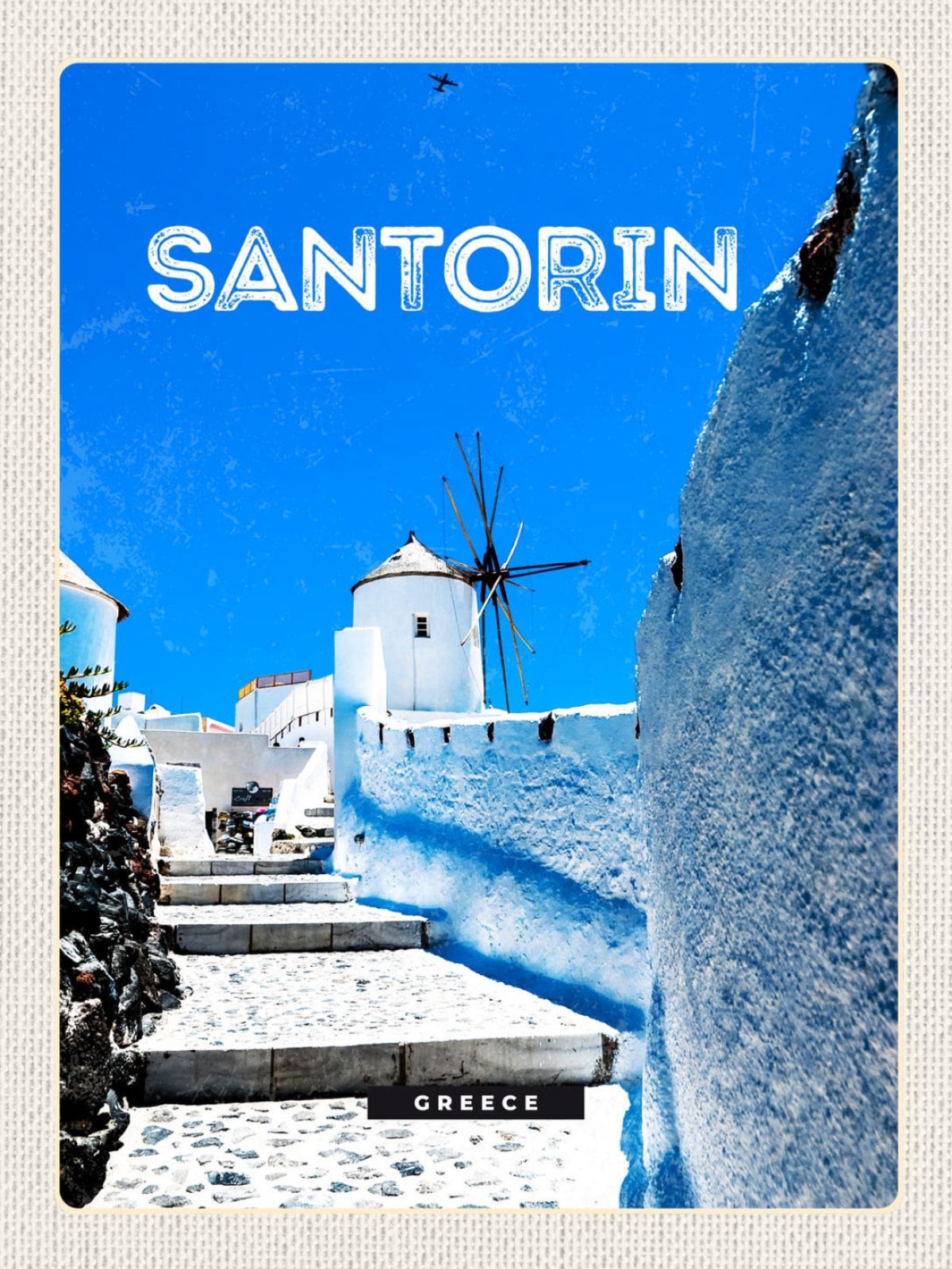 Schild Santorin Greece Griechenland Oia Windmühle 12x18 20x30 30x40 Blech/Holz