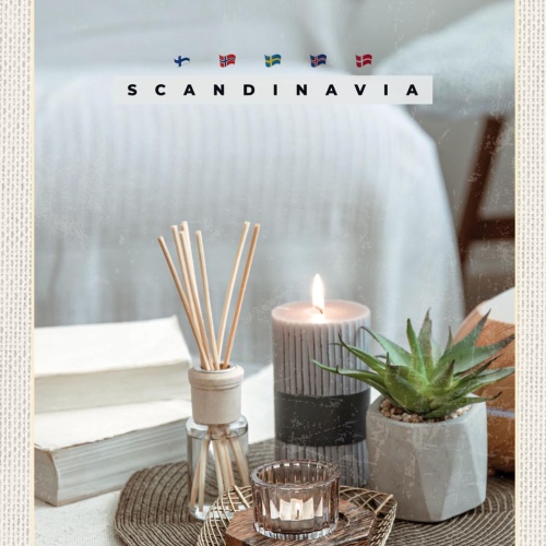 Schild Scandinavia Skandinavien Kerze Dekoration 12x18 20x30 30x40 Blech/Holz