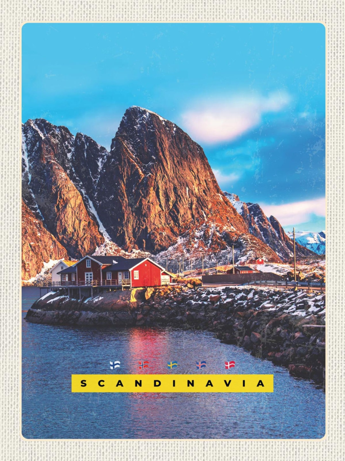 Schild Scandinavia Skandinavien Hamnøy Lofoten NOR 12x18 20x30 30x40 Blech/Holz