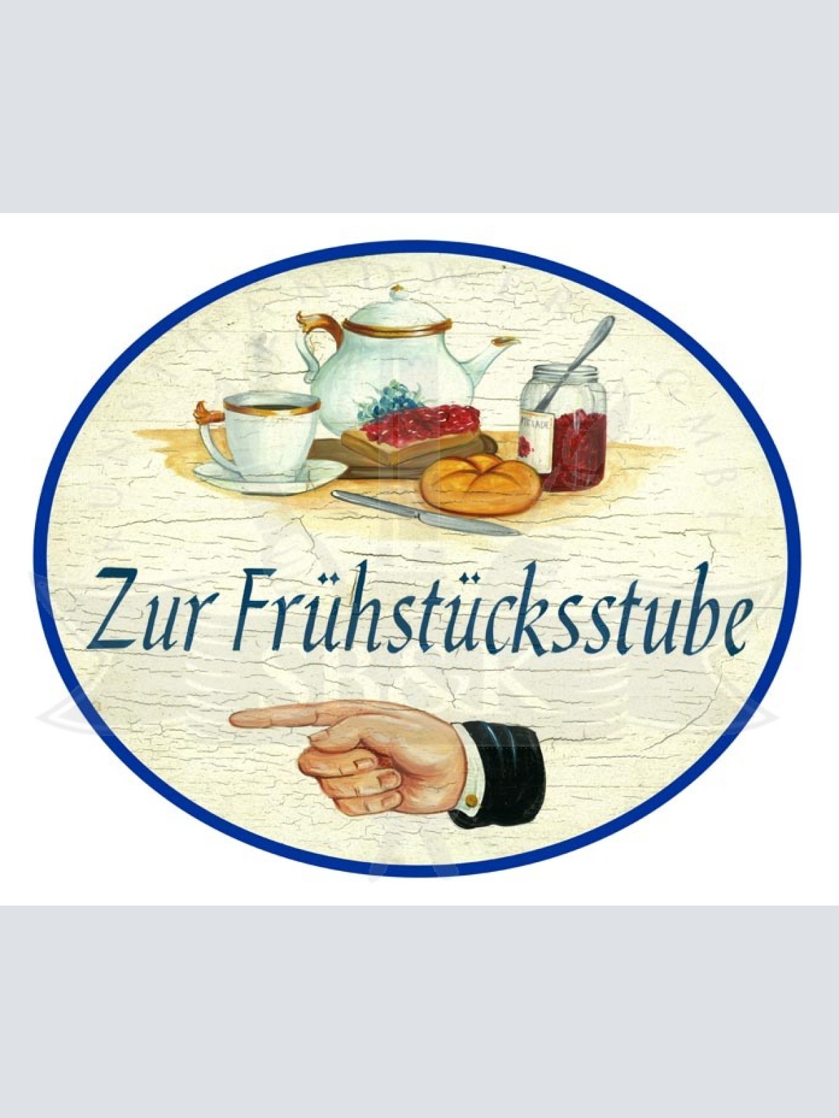 KuK Nostalgie Holzschild Zum Frühstück links