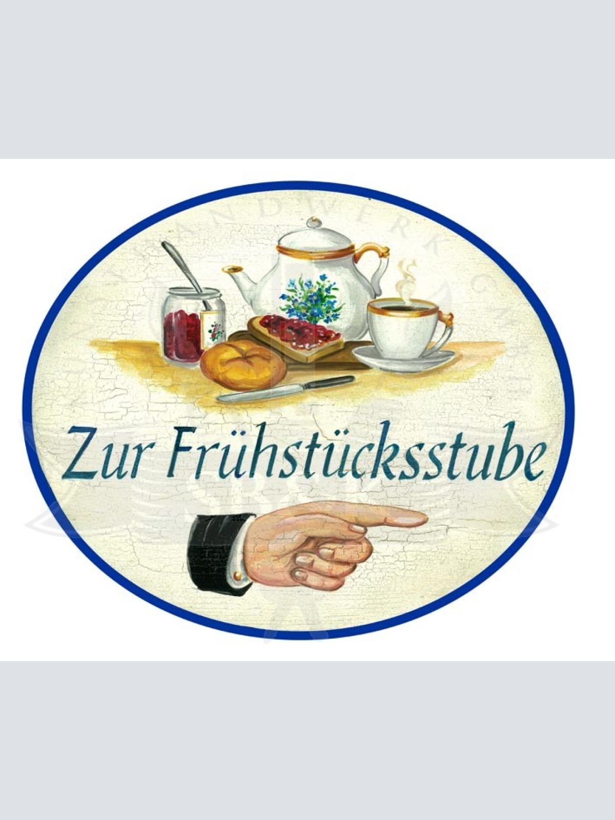 KuK Nostalgie Holzschild Zum Frühstück rechts
