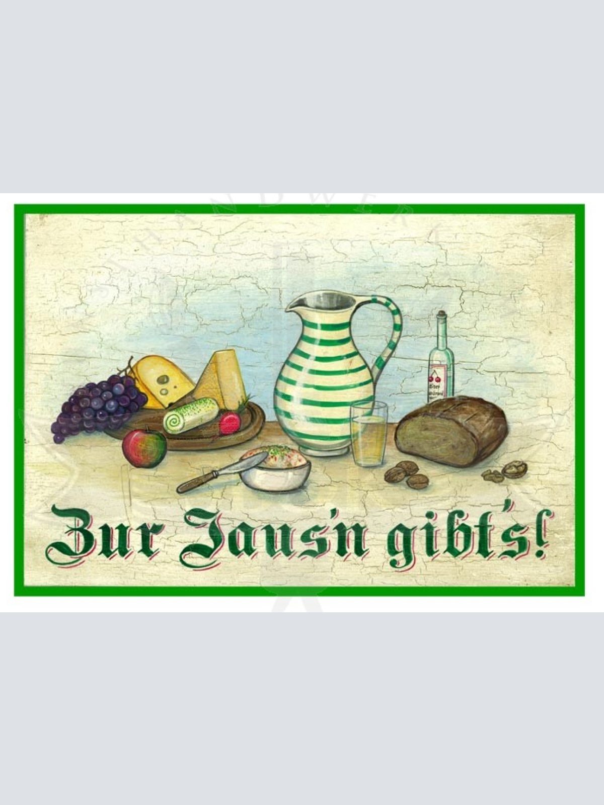 KuK Nostalgie Holzschild Zur Jause gibts Käse und Brot