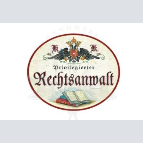 Kuk nostalgie holzschild privilegierter rechtsanwalt