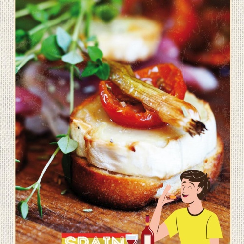 Schild Spain Spanien Ziegenkäse Essen Spezialität 12x18 20x30 30x40 Blech/Holz