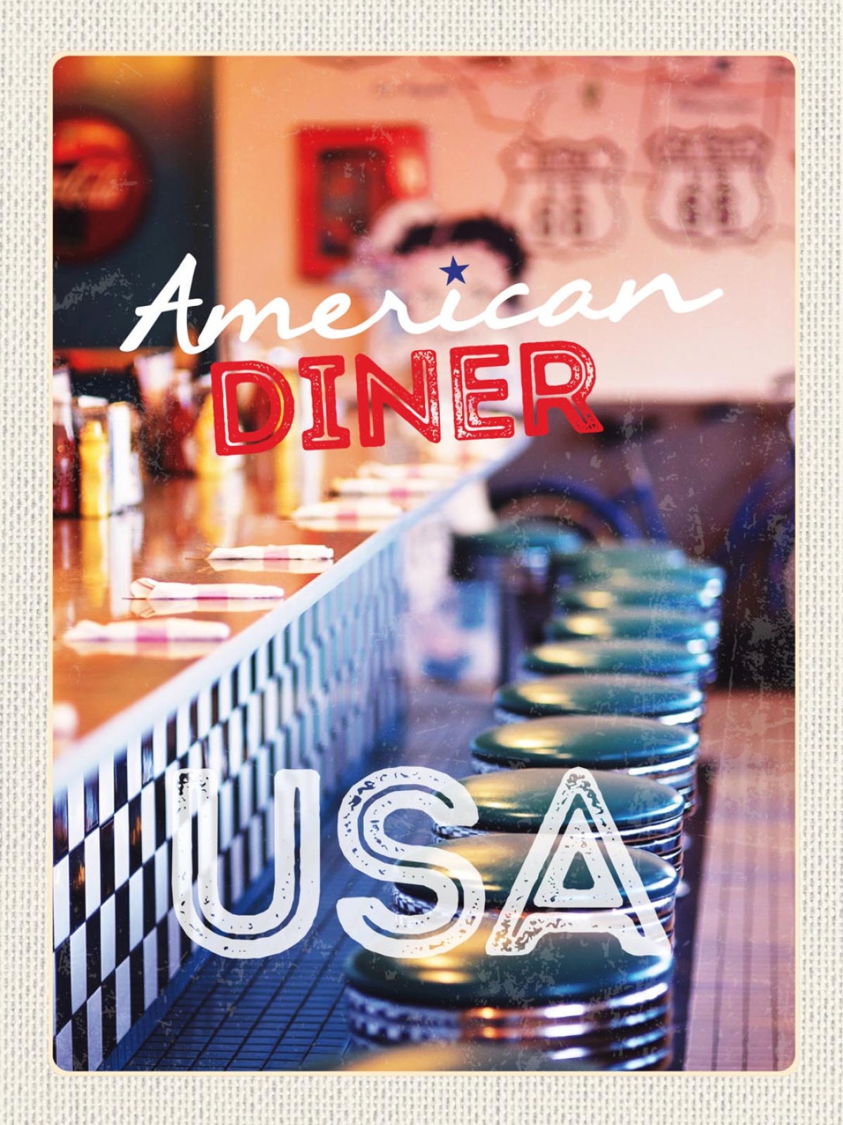 Schild USA American Diner Restaurant Amerika 12x18 20x30 30x40 Blech/Holz