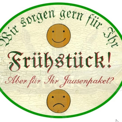 KuK Nostalgie Holzschild Wir sorgen gern für ihr Frühstück
